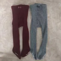 プティマイン　リブタイツ　ウール混　2点セット　サイズ90 　美品