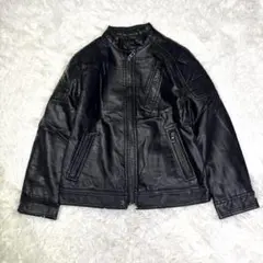 美品 ZARA フェイク レザー ブルゾン ライダース ジャケット 130 黒