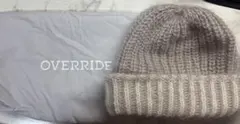override ニット帽　グレー　ホワイト
