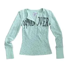 即購可FOURFORTY 99%LOVER ワッフル長袖トップス ミントグリーン