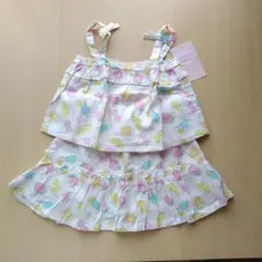 新品タグ付　キスドロップ　フルーツ柄　キャミ　スカート　80.90cm