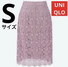 UNIQLO ユニクロ レース タイトスカート ピンク 膝丈 花柄 裏地あり
