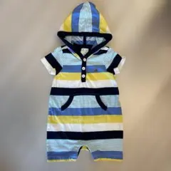 babyGap ボーダー フード付き ロンパース 80cmのサムネイル
