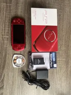 PSP-3000 レッド 箱付き 充電器・バッテリー付 すぐ遊べるセット