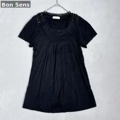 v15 Bon Sens ビジュー装飾チュニック ブラック きれいめ 半袖 40のサムネイル