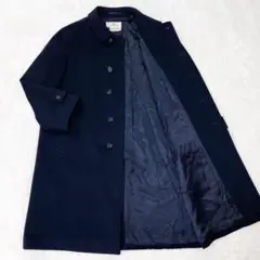 極美品 Aquascutum アクアスキュータム ウールステンカラーコート 紺色