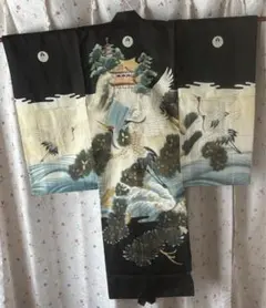 アンティーク！男児　高級着物　呉服店購入　刺繍　金彩　豪華　手縫い