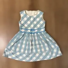 KUMIKYOKU 水色チェック ノースリーブワンピース 100