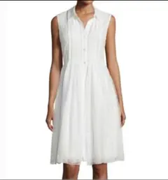 ダイアンフォンファステンバーグ レースシフォン　シルク　ワンピース　白