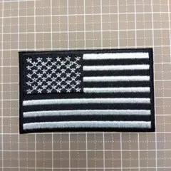【Lサイズ】アイロンワッペン　星条旗　白黒　アメリカ　米国　米軍　空軍