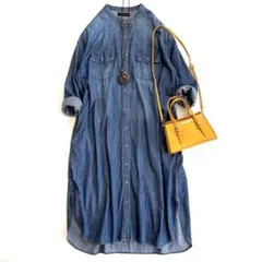 美品 アーバンリサーチ デニムオーバーシャツワンピース ブルー