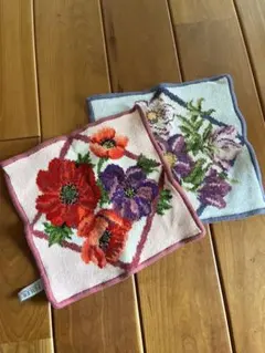 FEILER(フェイラー)のハンカチ花柄２枚セット(23.0✖️23.0)