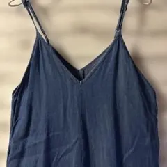 テンセル100% デニム風 サロペット ワイドパンツ