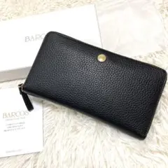 未使用★箱付き　バルコス　長財布　シボ革　ジッピー　レザー　ブラック