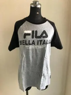FILA フィラ メンズ 袖切替 Tシャツ ロゴ Mサイズ グレー