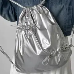 SALE 新品☆シルバーナップサック　ウィッシュコア　y2k 軽量　リボン