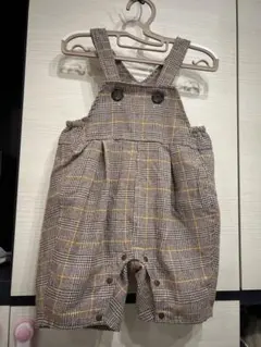 チェック柄オーバーオール（ブラウン・イエロー）