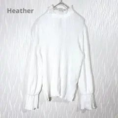 Heather（ヘザー） プリーツブラウス フリルネック 長袖トップス