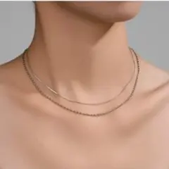 新品 ネックレス 二連 ボールチェーンネックレス サージカルステンレス シルバー