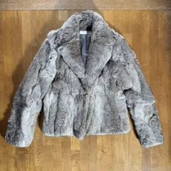 ラビットファーコート グレー