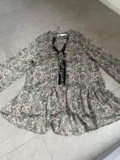 ZARA フローラルプリント 長袖ブラウス