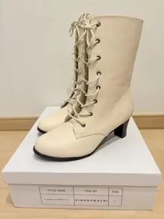 【新品】卒業袴用ブーツ　アイボリー レースアップブーツ Lサイズ