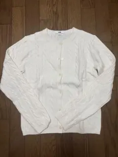 UNIQLO ホワイト ケーブルニット カーディガン