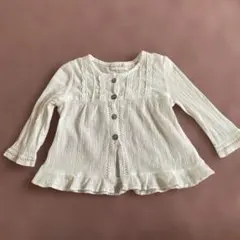 ホワイトコットンブラウス フリル 80