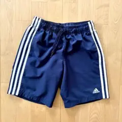 adidas 3本ライン 子供用ショートパンツ L ネイビー