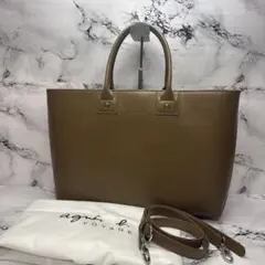 (美品)大人気、アニエスベー、2wayバッグ、オールレザー、大容量、A-4可、茶
