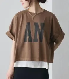 《新品》ピュアルセシン スーピマコットンBIGロゴショートTシャツ モカのサムネイル