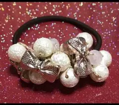 ビジュー ヘアゴム ( ピンク系 ) 新品