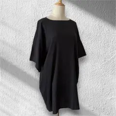 SOU・SOU 高島縮 平袖　ボートネックチュニック　濡羽色（ぬればいろ）のサムネイル