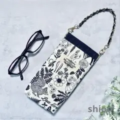 ＊ハンドメイド バネ口メガネケースポーチ モノトーン