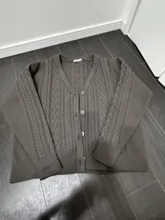 niko and... ケーブルニットカーディガン グレー