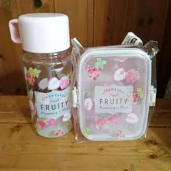 新品　冷水専用ミニ水筒　&　デザート容器　いちご柄