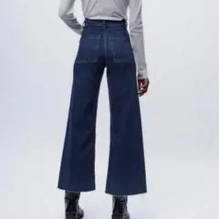 ZARA ハイウエストワイドレッグデニム【32】