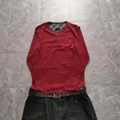 red waffle henley long sleeve opium
