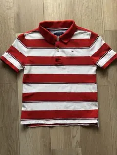 Tommy Hilfiger 赤白ストライプ ポロシャツ M