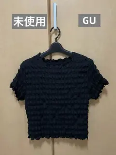 【未使用】GU 黒 ショート丈 Tシャツ XL