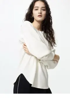 UNIQLO ワッフルT 長袖 ホワイト S