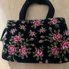 Feiler 花柄 ハンドバッグ 黒