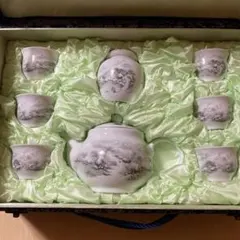 中国茶器セット 陶磁器 ティーポットと茶碗、茶葉壷　専用箱入り