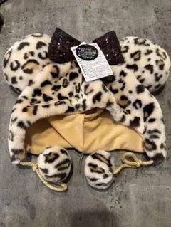 新品未使用タグつき　Disney ミニー豹柄ファンキャップ　茶　即日発送