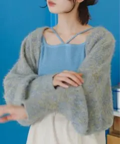 Kastane メランジニットボレロ blue