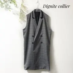 Dignite collier 　ダブルロングジレ　チェック　定価18700円