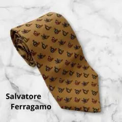 【美品】メンズネクタイ　Salvatore Ferragamo シルク　総柄
