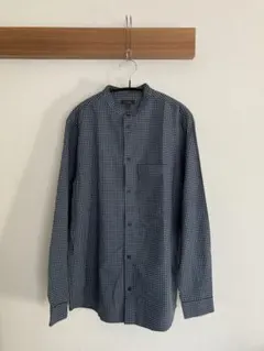 COS スタンドカラーシャツ チェック柄 淡いブルー