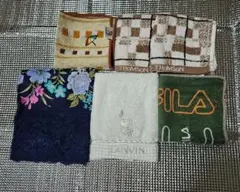 中古タオルハンカチセット 6点 花柄・FILA・LANVIN等