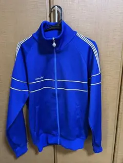 OId adidas刺繍ロゴ トラックジャケット 80s 西ドイツ 青×金